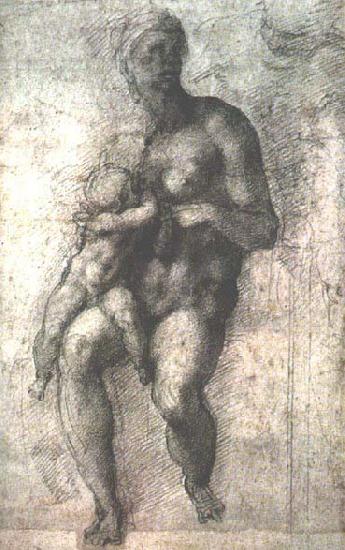 Michelangelo Buonarroti Study for a Madonna and Child oil painting image